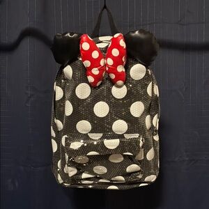 Disney Black and White Polka Dot Bag with Bow Accent